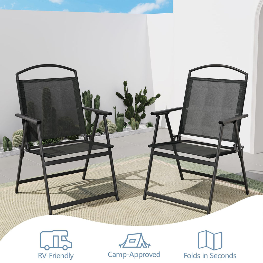 Folding Outdoor Chairs Set of 2 Black I274992