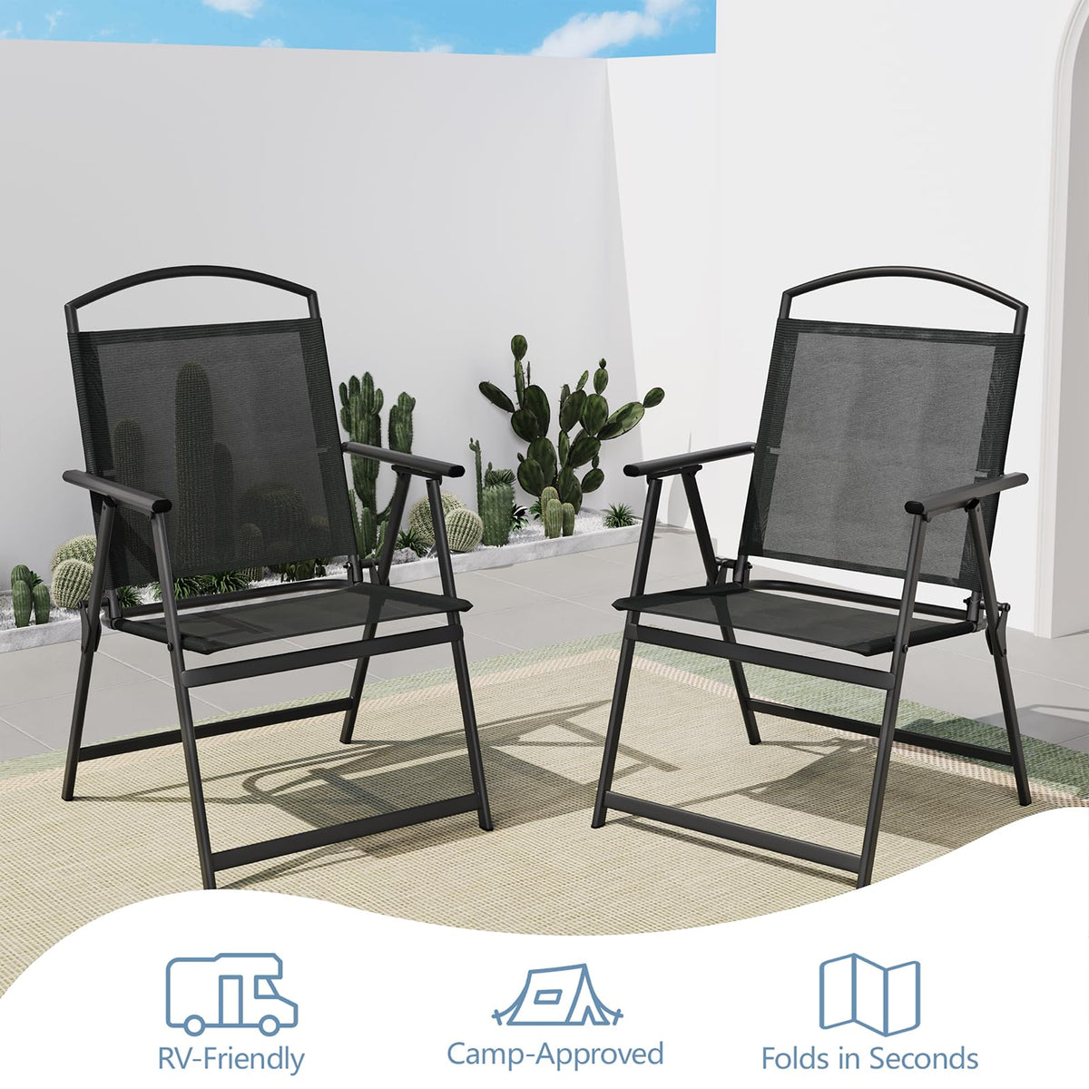 Folding Outdoor Chairs Set of 2 Black I274992