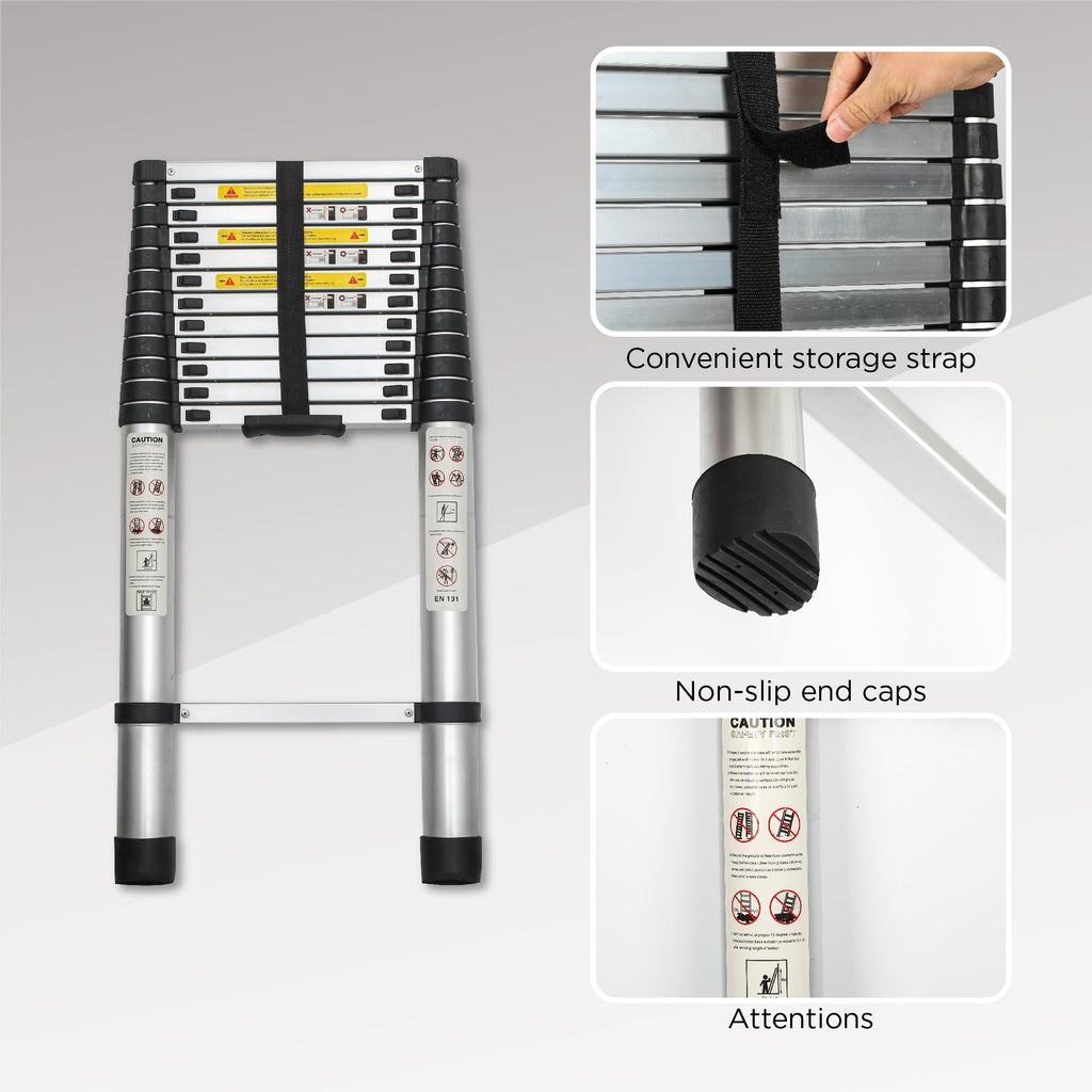 12.5FT Aluminum Telescoping Ladder 300 lbs P494430