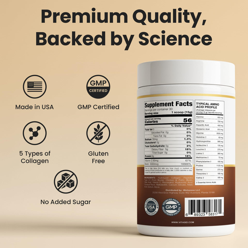 Hydrolyzed Collagen Peptide Powder Drink Chocolate Flavored 16oz K1207