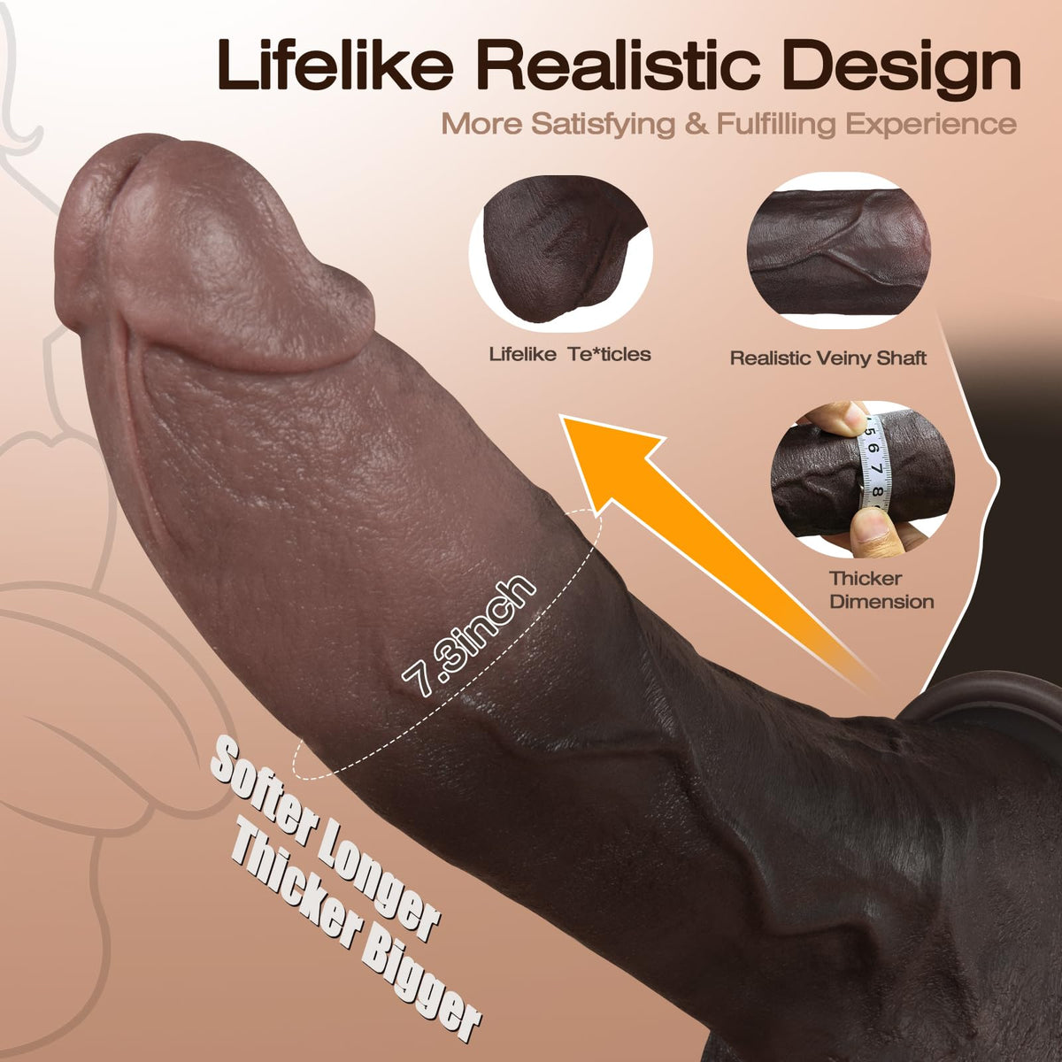 11.5 Inch Black Silicone Dildo P7043