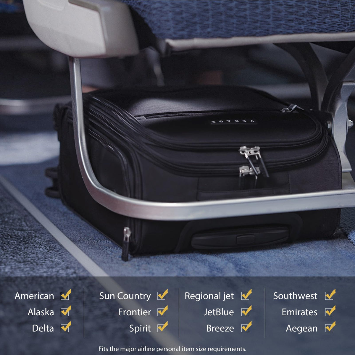 Black 14.5-Inch Spinner Underseat Carry On Luggage U192