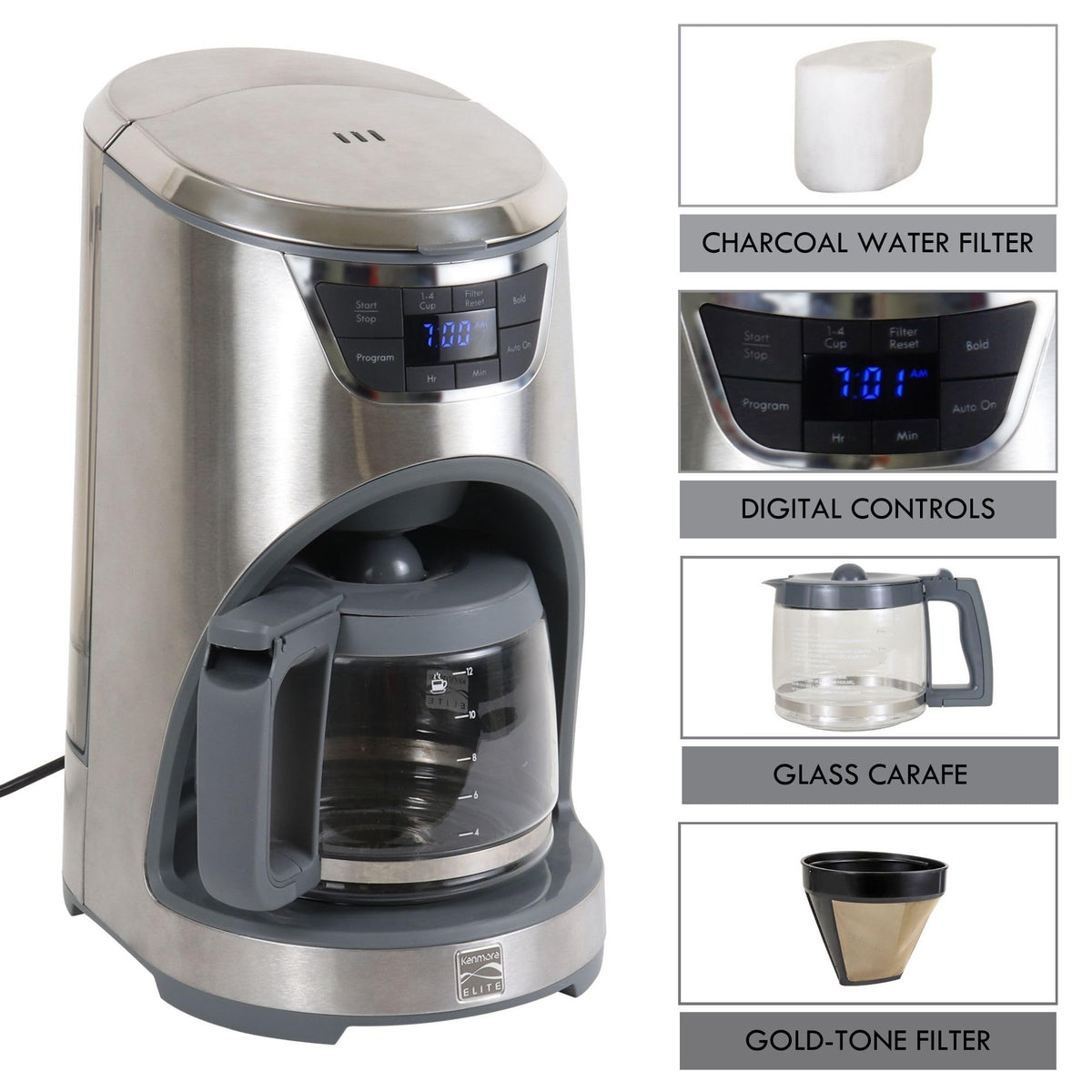 12-Cup Programmable Drip Coffee Maker with Glass Pot E7800