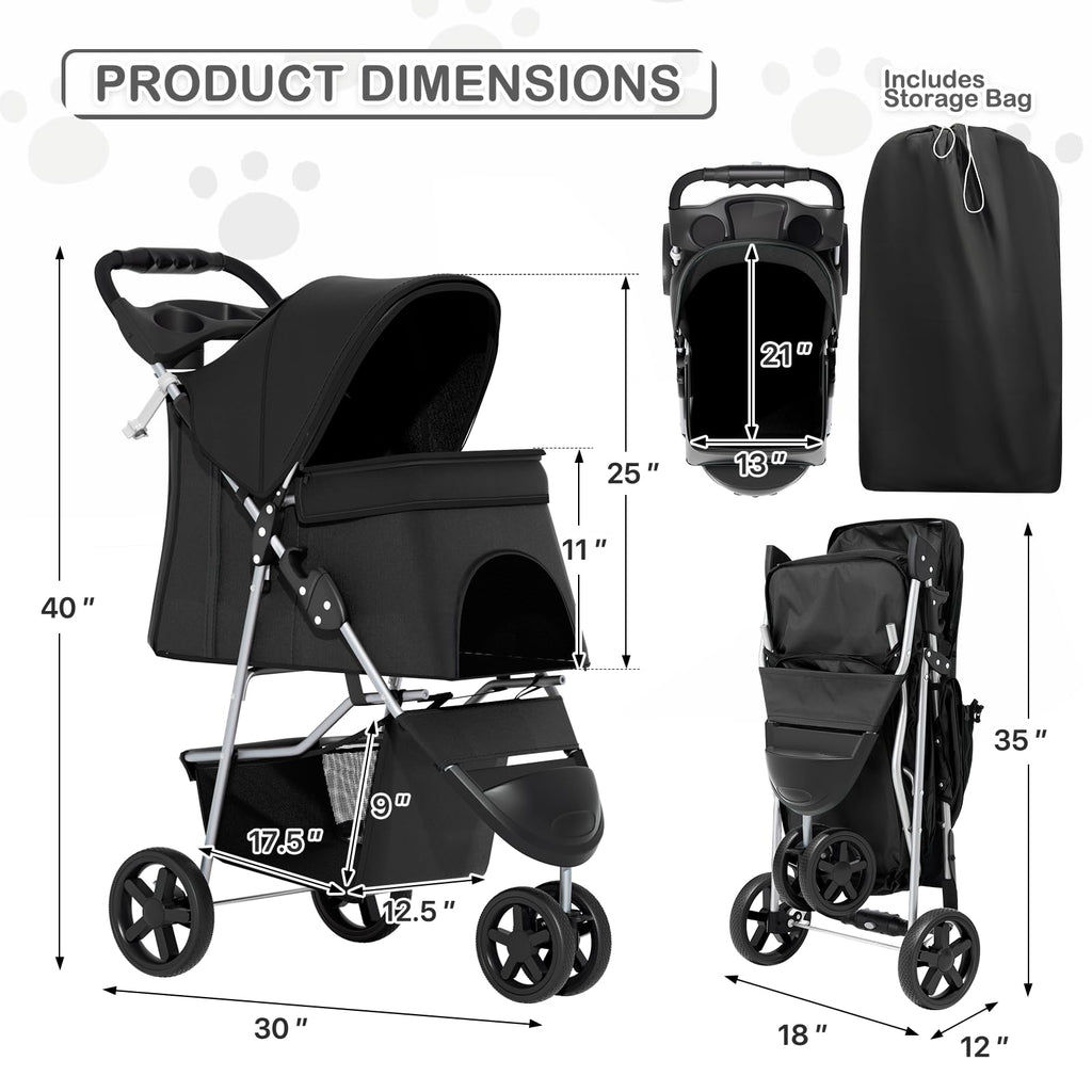 Black Pet Stroller O9580