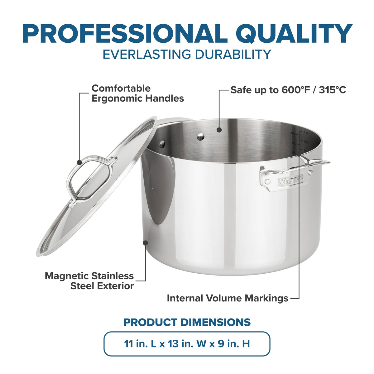 3-Ply Stainless Steel 12 Quart Stock Pot with Lid T720