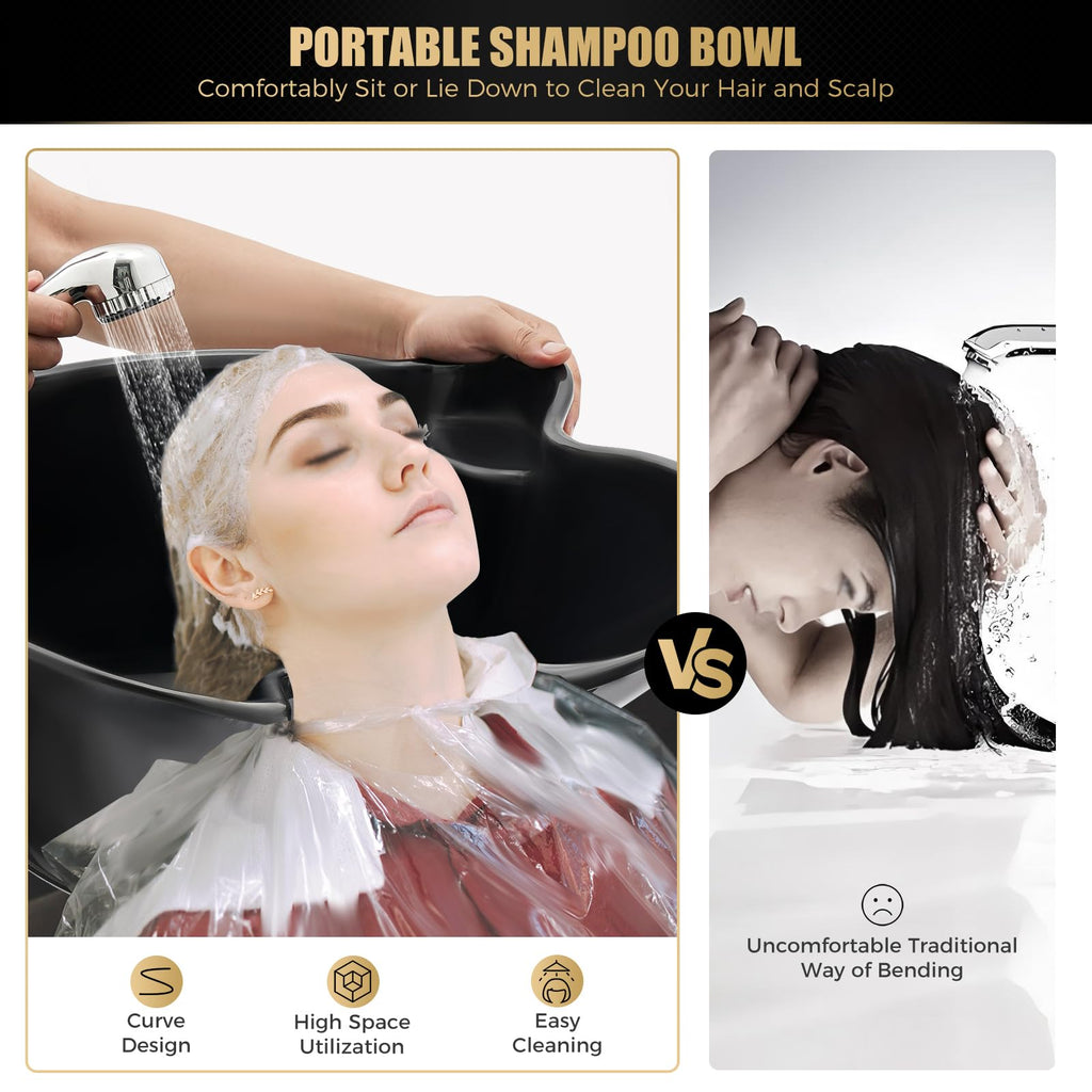 Portable Shampoo Bowl with Electric Pump, 2 Buckets, Adjustable Height Q104184