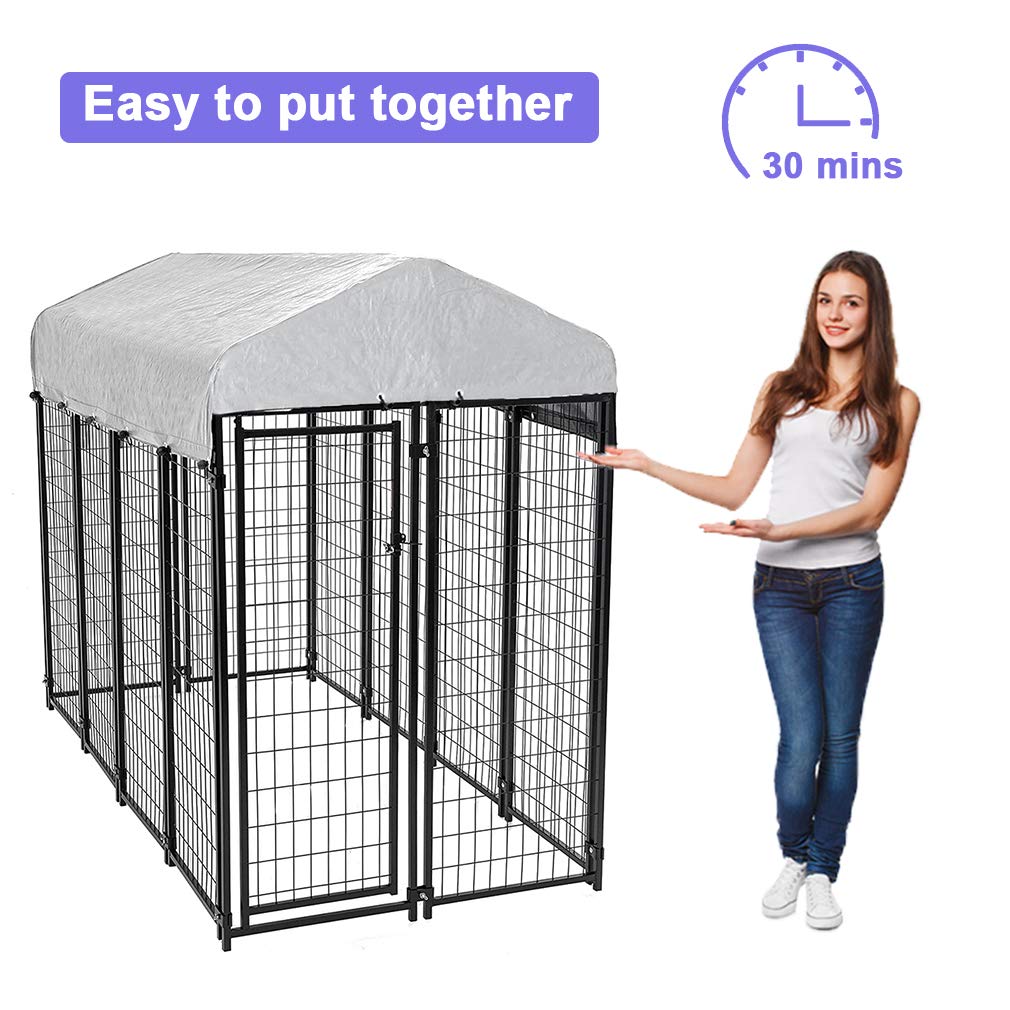 8'x4'x6' Heavy Duty Galvanized Metal Dog Kennel I665