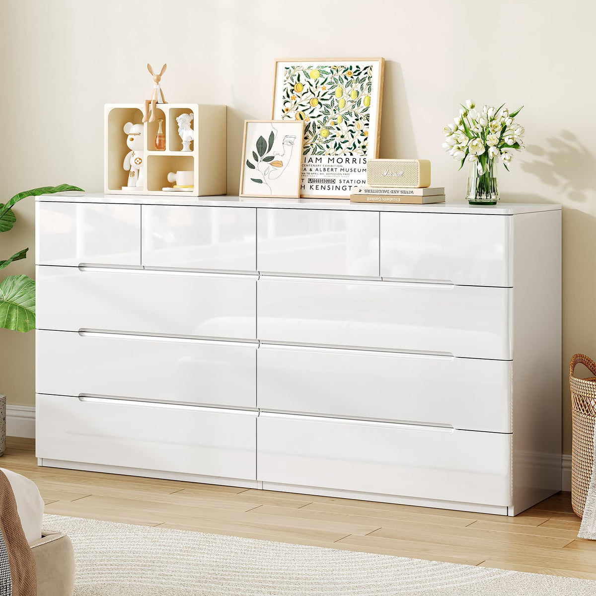 White 10 Drawer Dresser P9892