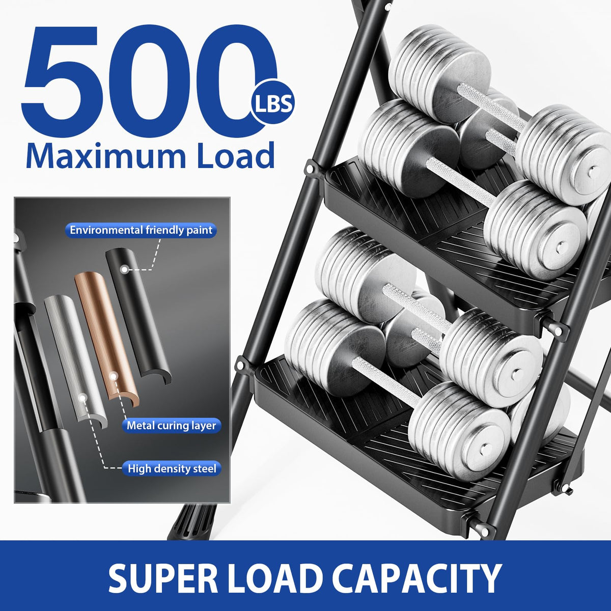Folding 2 Step Ladder with Anti-Slip Pedals R67876