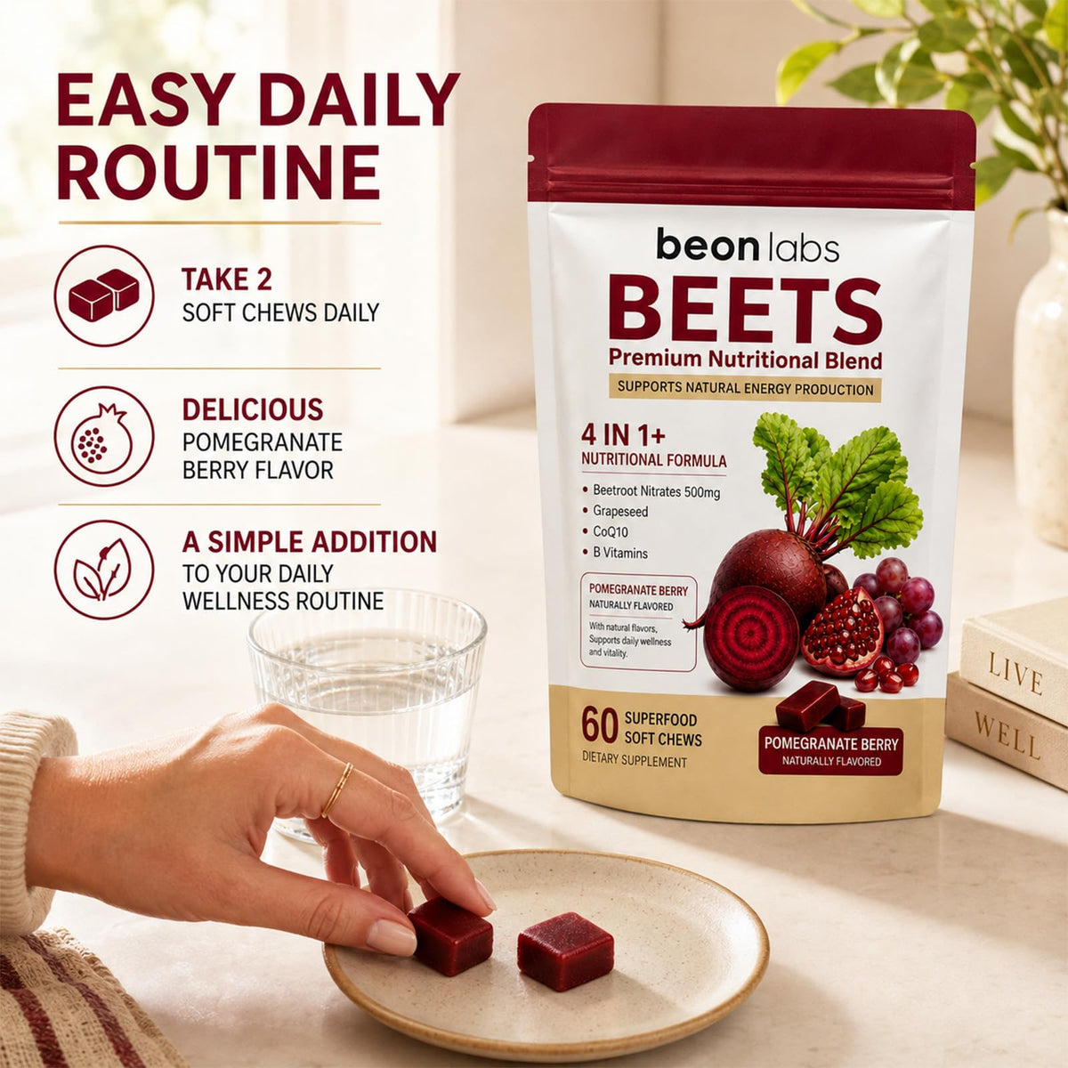 Beet Chews with L-CoQ10 & Grape Seed 60 Chew L55294