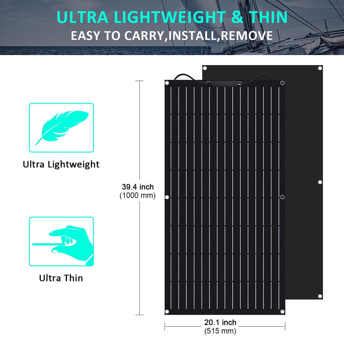 100W 12V ETFE Monocrystalline Flexible Solar Panel Kit 30A PWM M132295