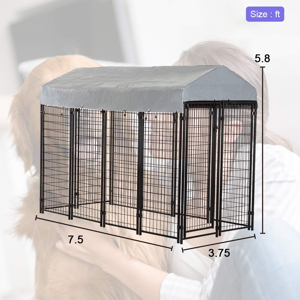 8'x4'x6' Heavy Duty Galvanized Metal Dog Kennel I665