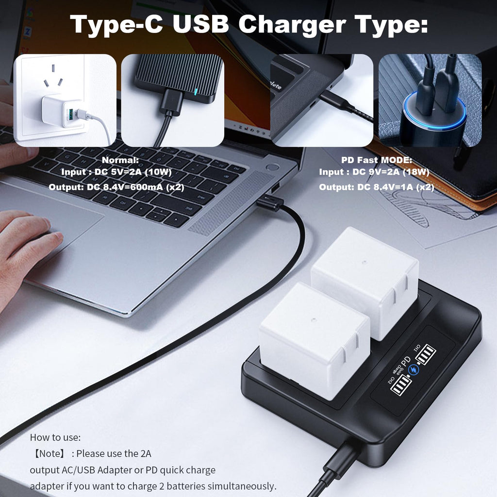 2-Pack Rechargeable Batteries with LCD Dual Charger N5890