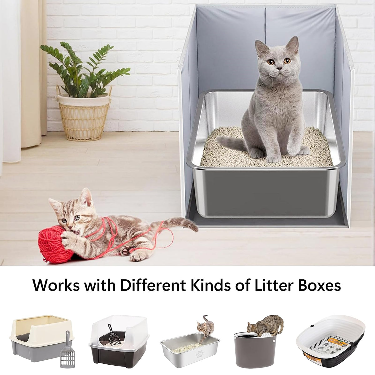 Extra Large Open Top High Sided Cat Litter Box Enclosure H702