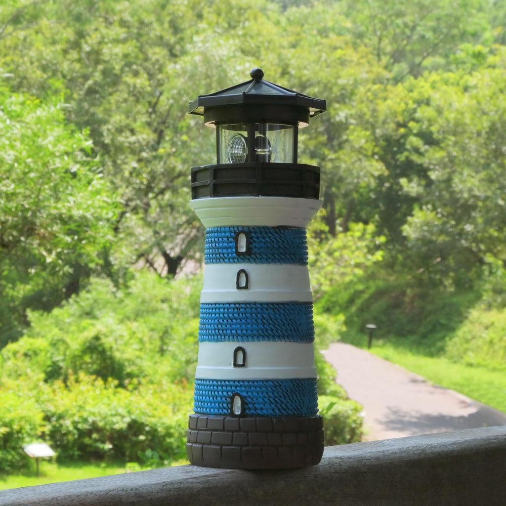 Solar Lighthouse Rotating Beacon Led Yard Statue D391