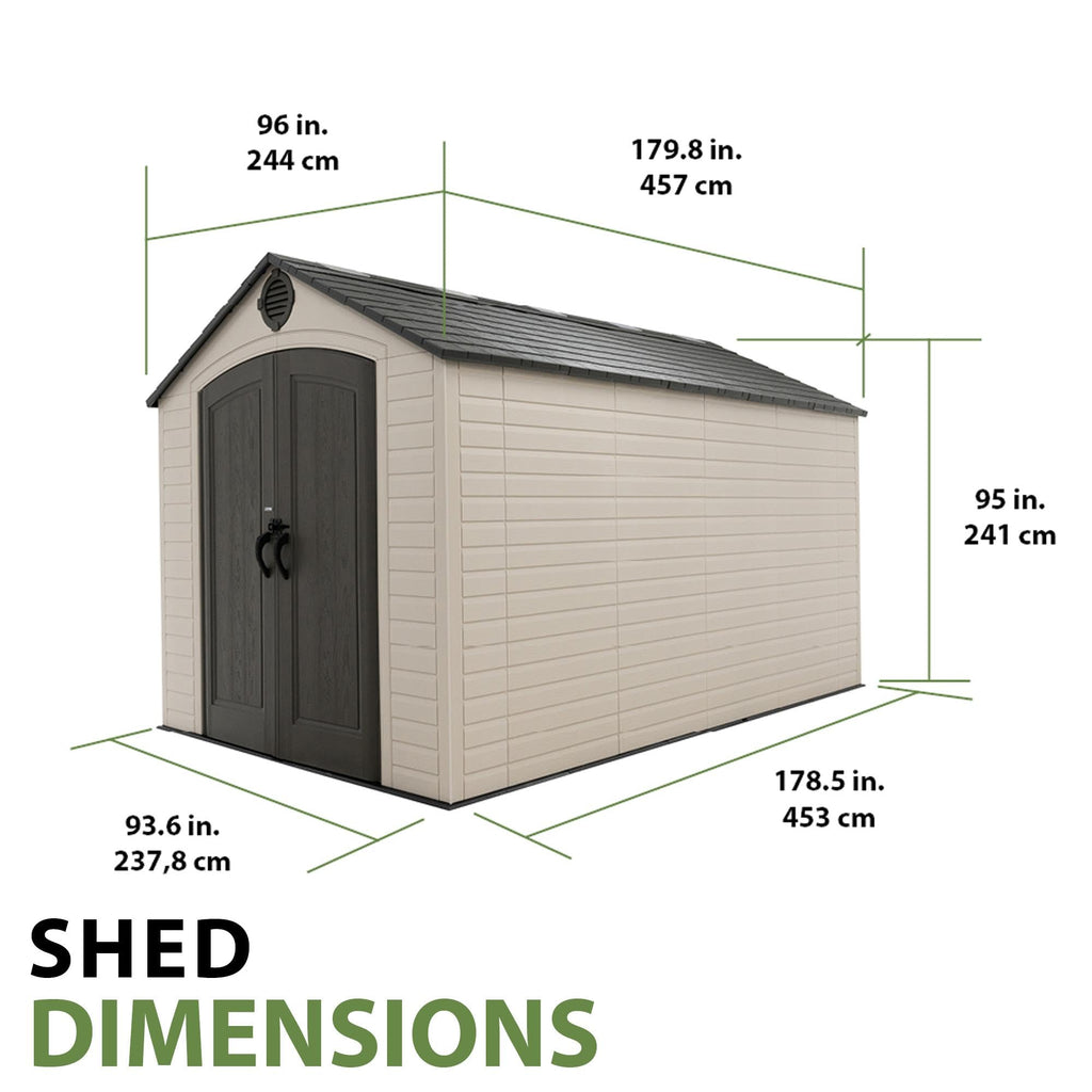 8x15 Ft Desert Sand Resin Outdoor Storage Shed H38105