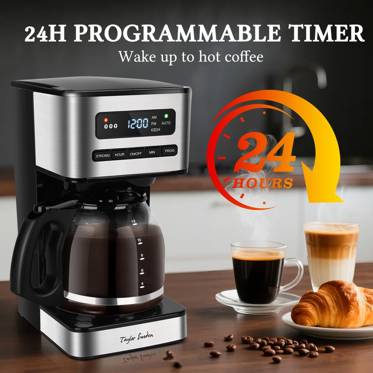 Programmable 12 Cup Drip Coffee Maker T68062