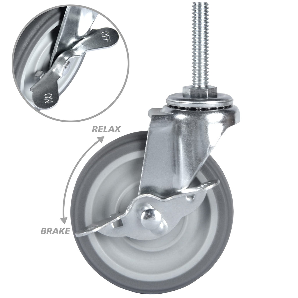 3 Inch Set of 4 Heavy Duty Swivel Rubber Caster Wheels F489988