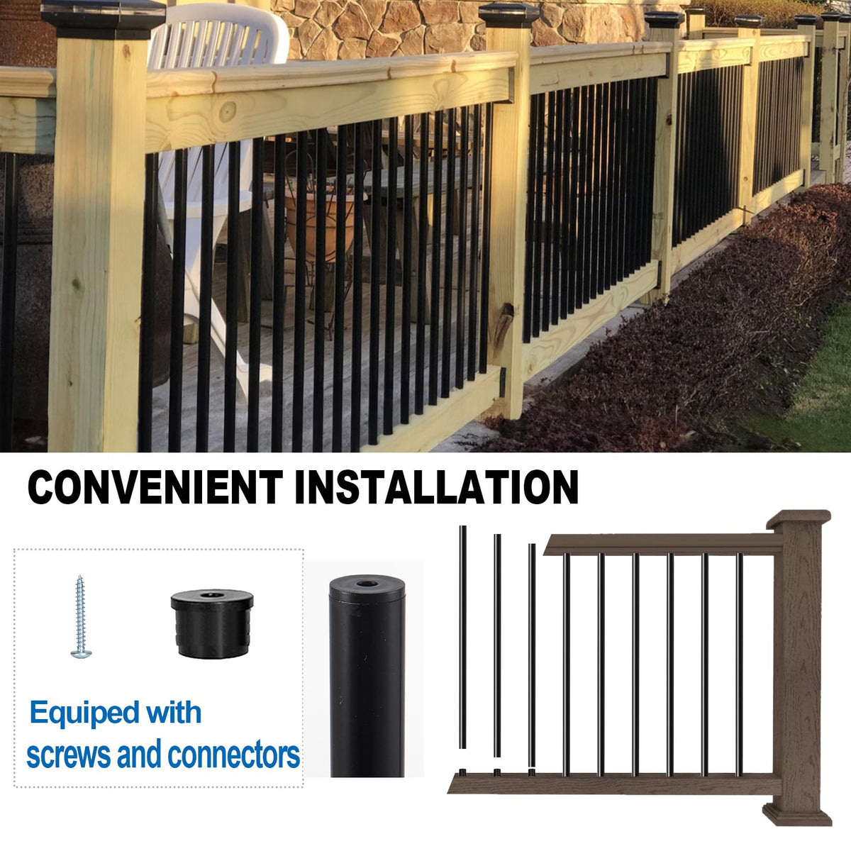 101 Pack 36" Round Black Aluminum Deck Balusters O832