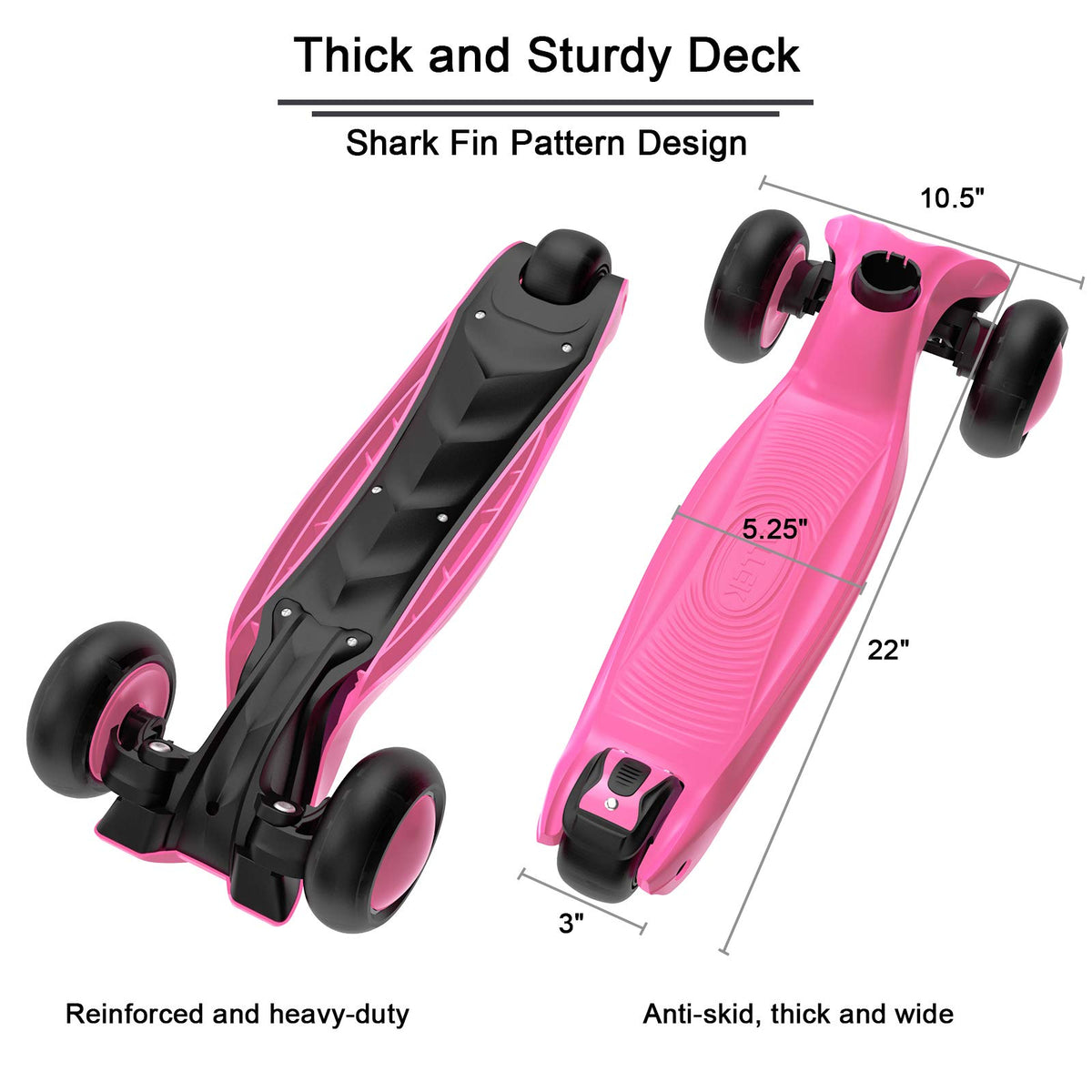 Kick Scooter 3-Wheeled Push Scooter with Light-Up Wheels Q3813