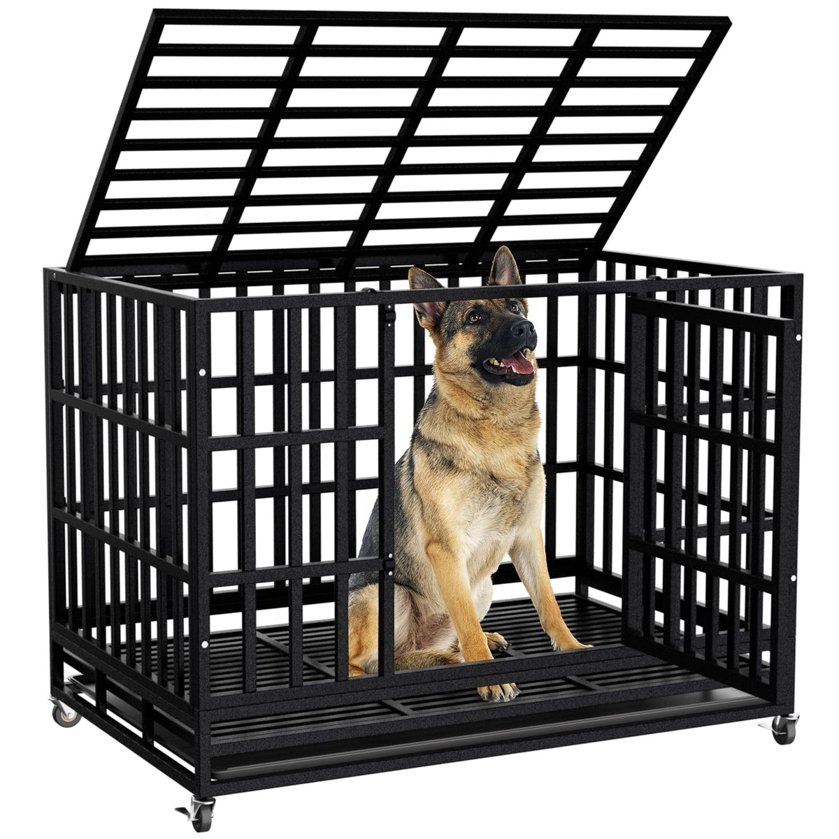48 Inch Heavy Duty Dog Crate Kennel with Wheels W840