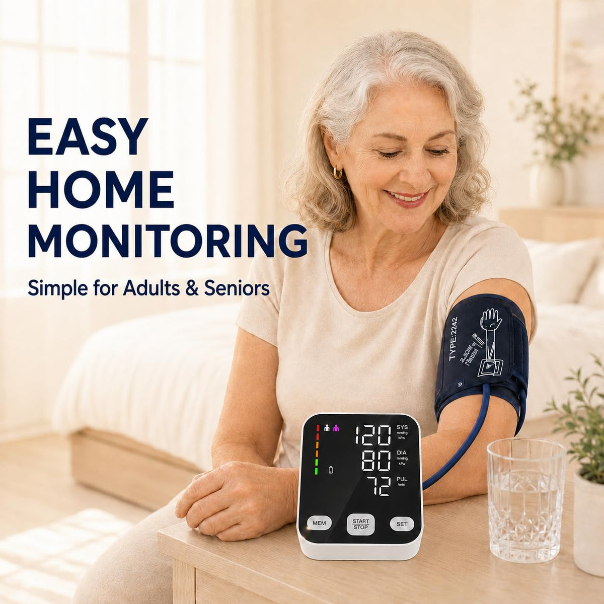 Automatic Upper Arm Blood Pressure Monitor with 6-Inch Backlit Display J33041