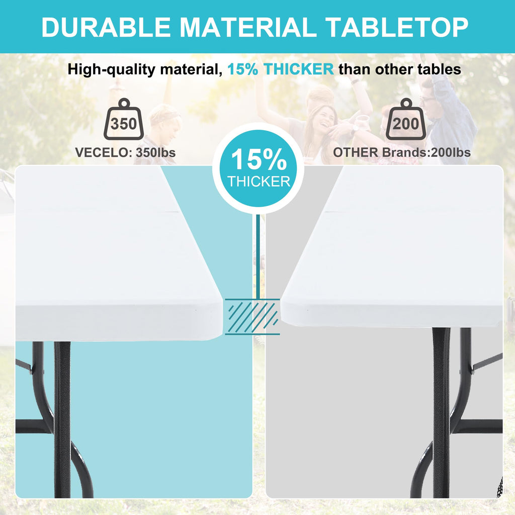 6Ft White Folding Picnic Table Z5594