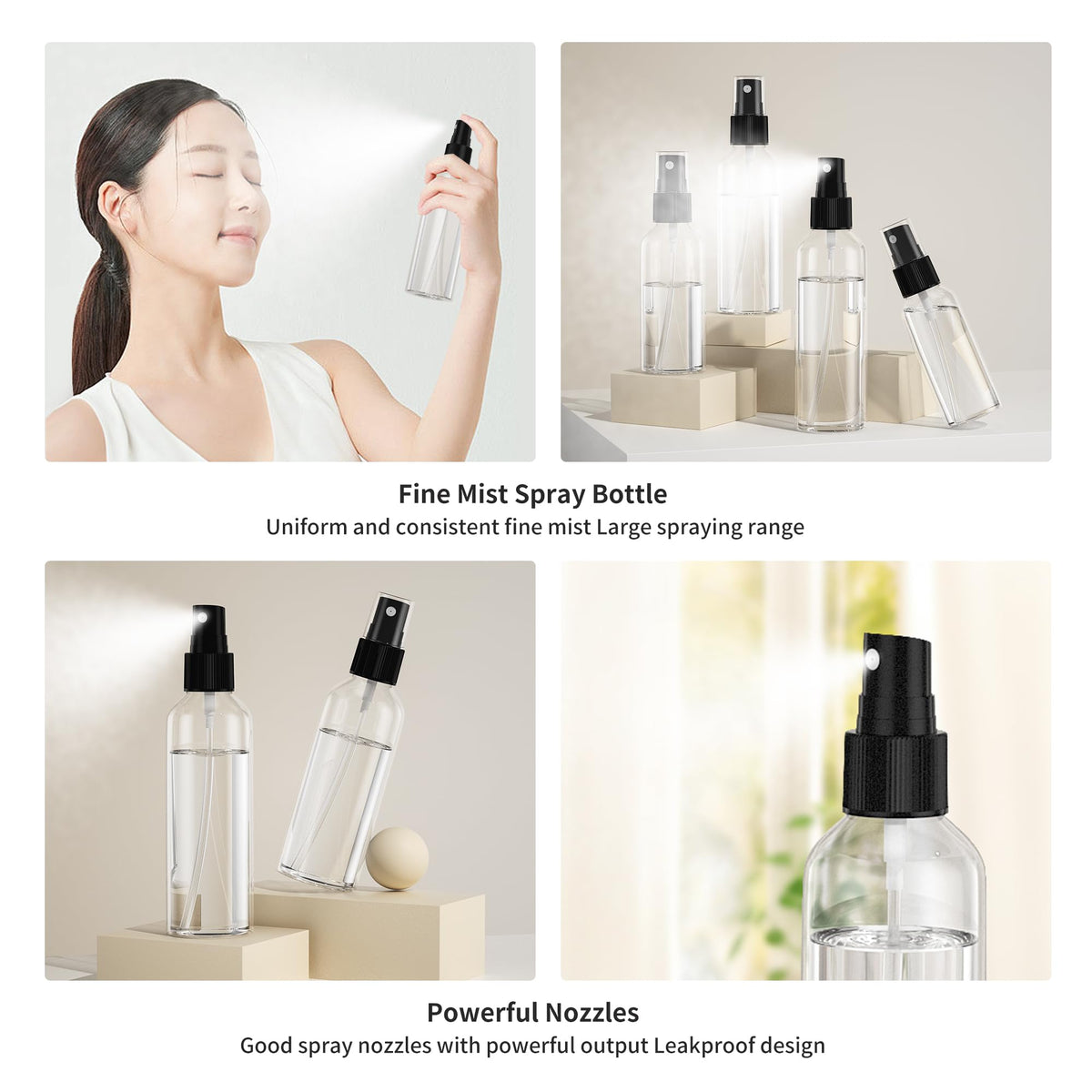 2.7oz/80ml 100PCS Plastic Spray Bottles D122
