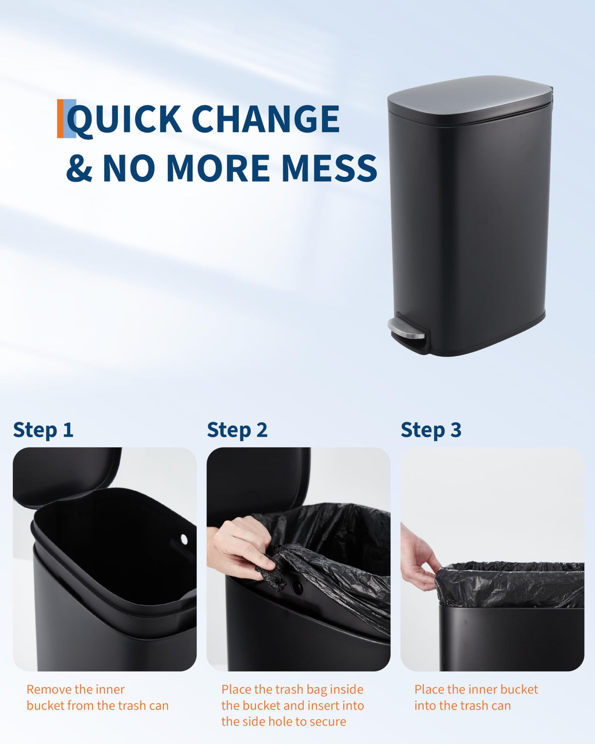 13.2 gal Slim Step Trash Can D4831