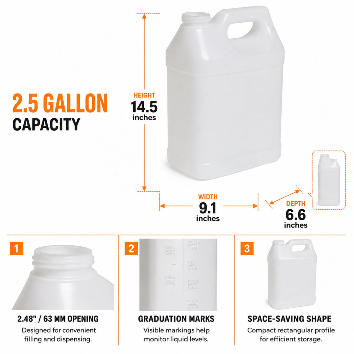 2.5 Gallon Reusable Plastic Water Jug with Lid X135