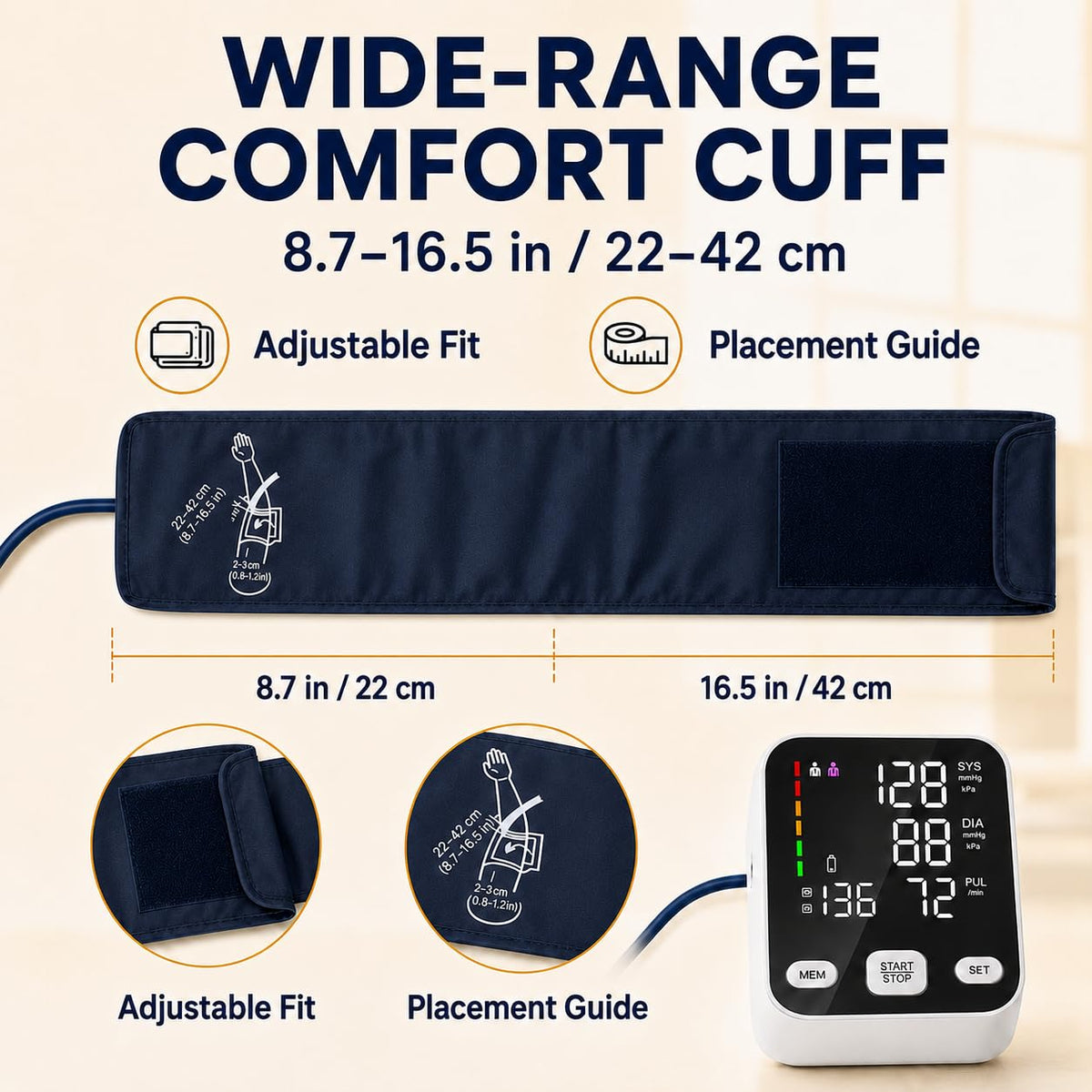 Automatic Upper Arm Blood Pressure Monitor with 6-Inch Backlit Display J33041