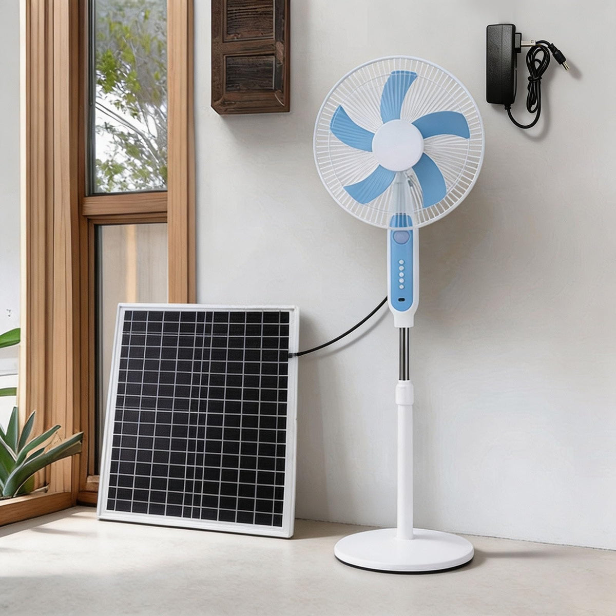 16 Inch Solar Powered Pedestal Fan with Solar Panel Q472