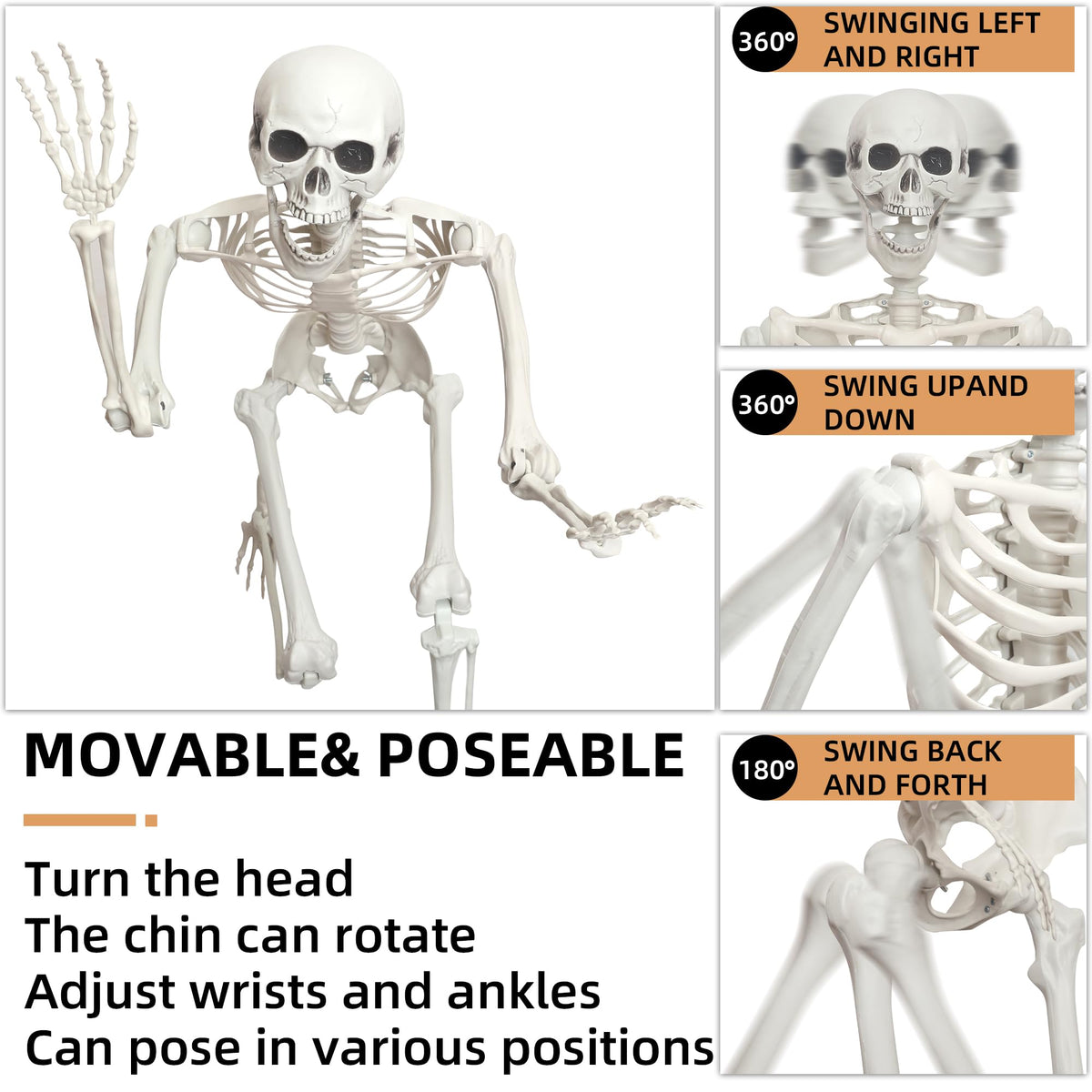 2 Pack 5.4ft Life Size Skeleton with Movable Joints A835