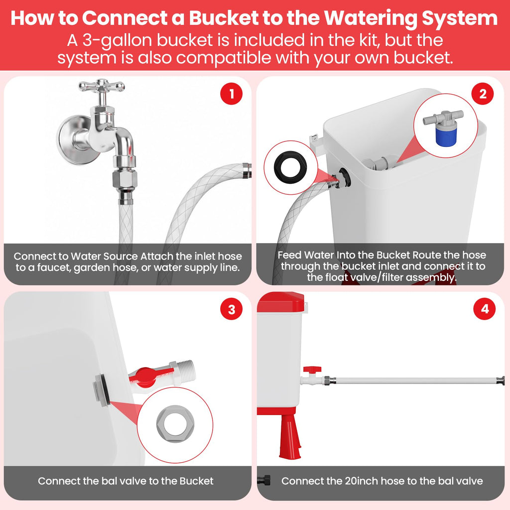 Automatic Chicken Waterer System with 8 Drinking Cups W226