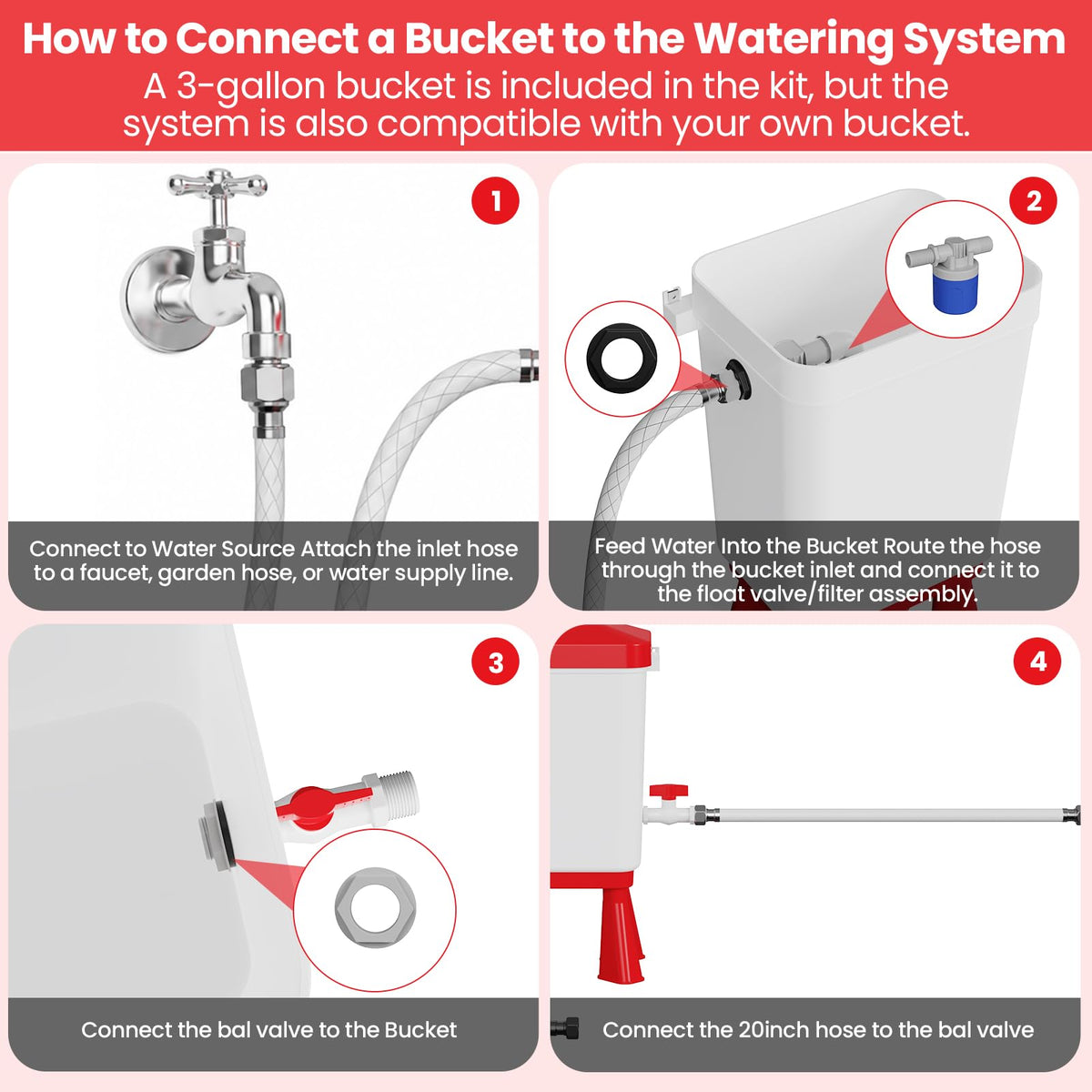 Automatic Chicken Waterer System with 8 Drinking Cups W226