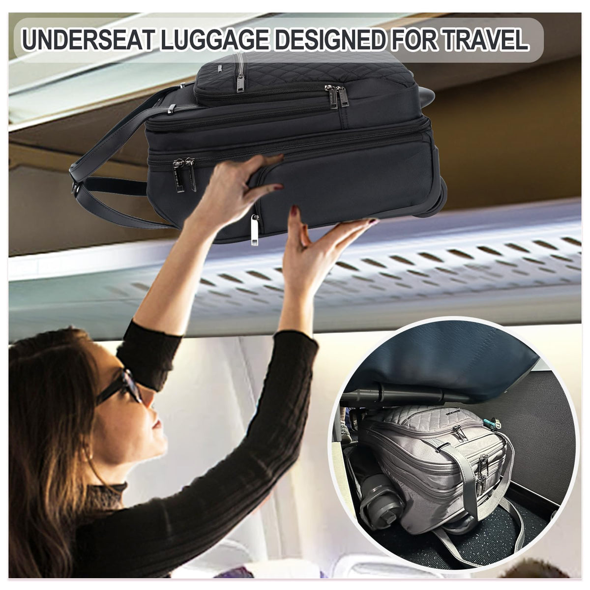 Black 16" Underseat Wheeled Bag I528279