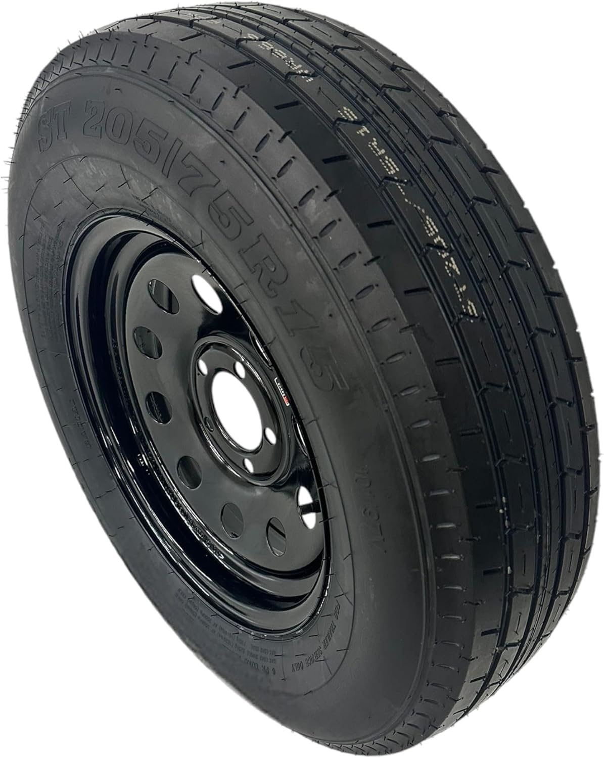 ST205/75R15 Trailer Tire on Rim Load Range C 6 Ply 5 Lug Black Wheel M21900