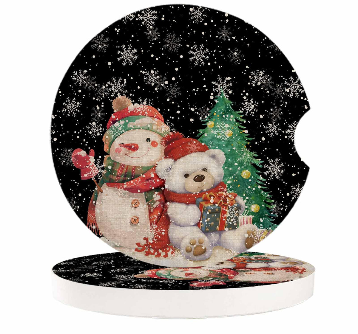 Black Ceramic Car Coasters 2 Piece Set V6457
