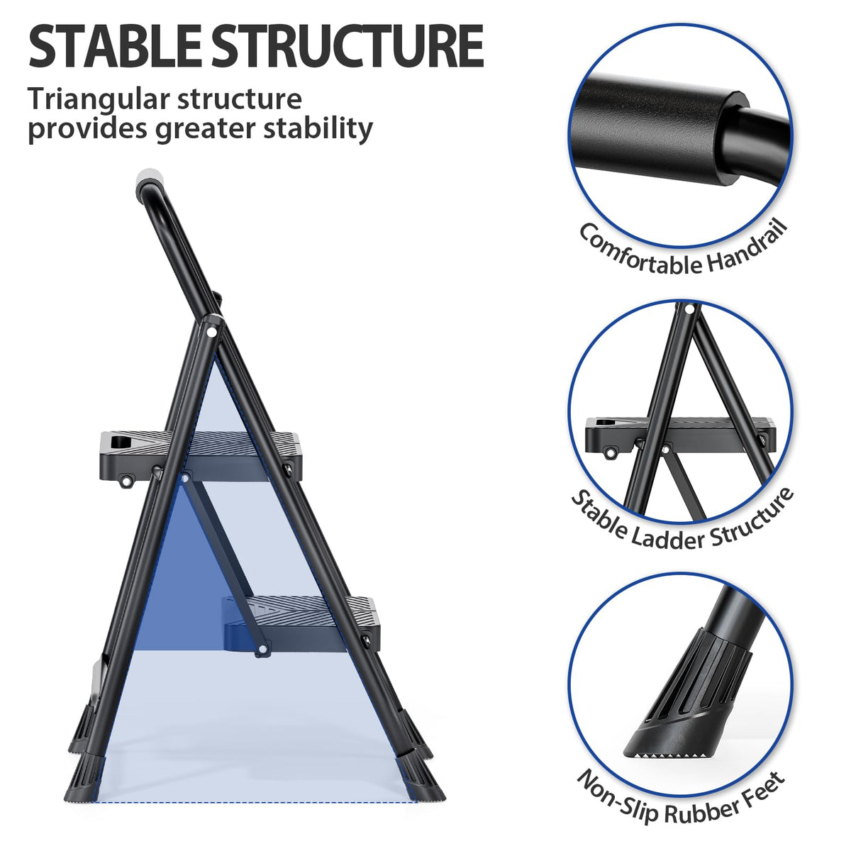Folding 2 Step Ladder with Anti-Slip Pedals R67876