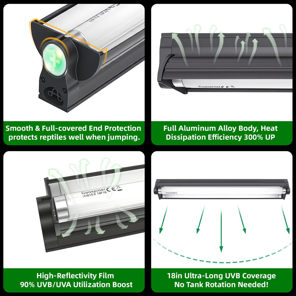 18 Inch 15 Watt UVB 10.0 Fluorescent Reptile Light Fixture Kit D5761