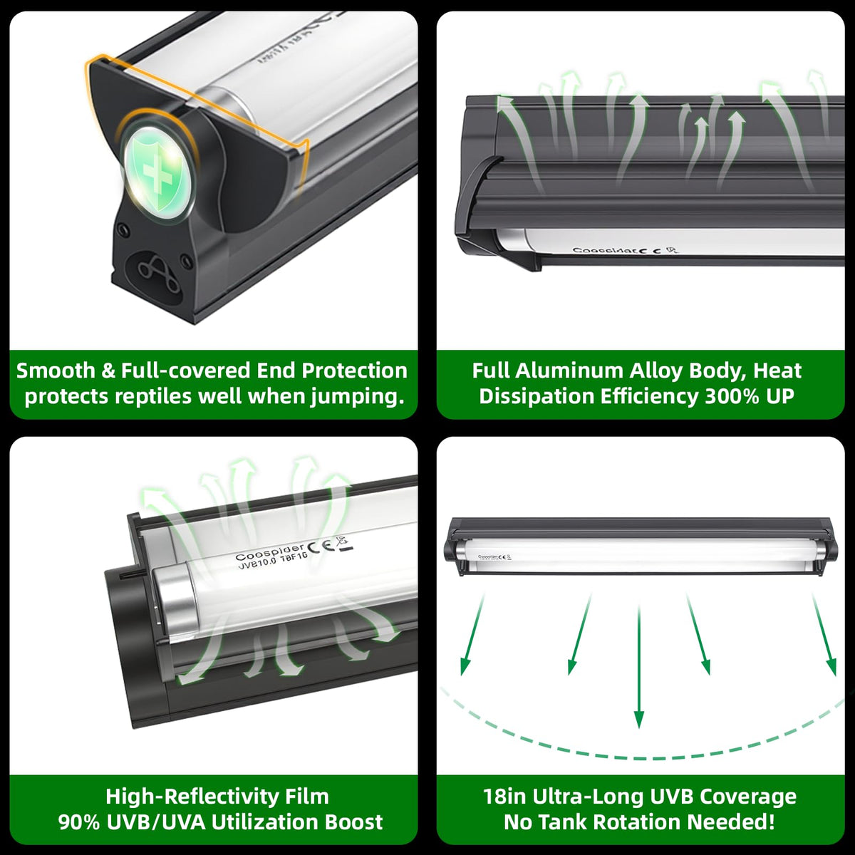 18 Inch 15 Watt UVB 10.0 Fluorescent Reptile Light Fixture Kit D5761