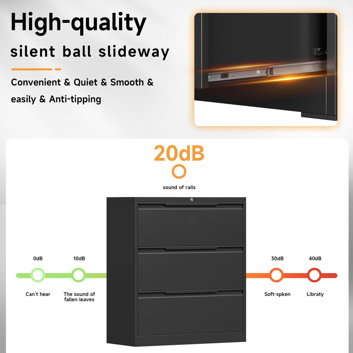 3 Drawer Metal File Cabinet with Lock X629239