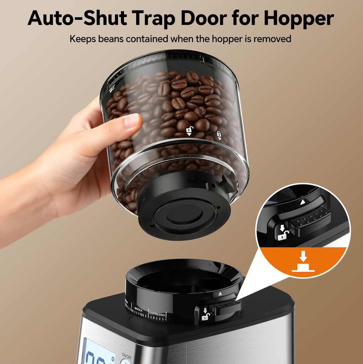 Conical Burr Coffee Grinder, 51 Grind Settings, 1-12 Cups, Stainless Steel U30155