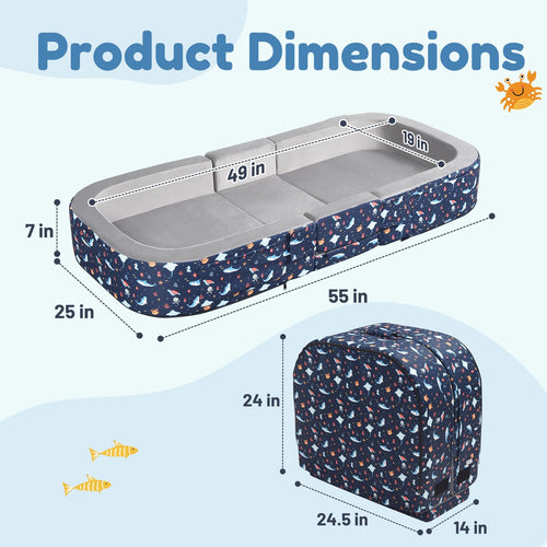 2-in-1 Foldable Toddler Travel Bed with Foam Safety Rails S478