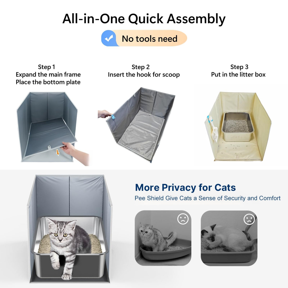 Extra Large Open Top High Sided Cat Litter Box Enclosure H702