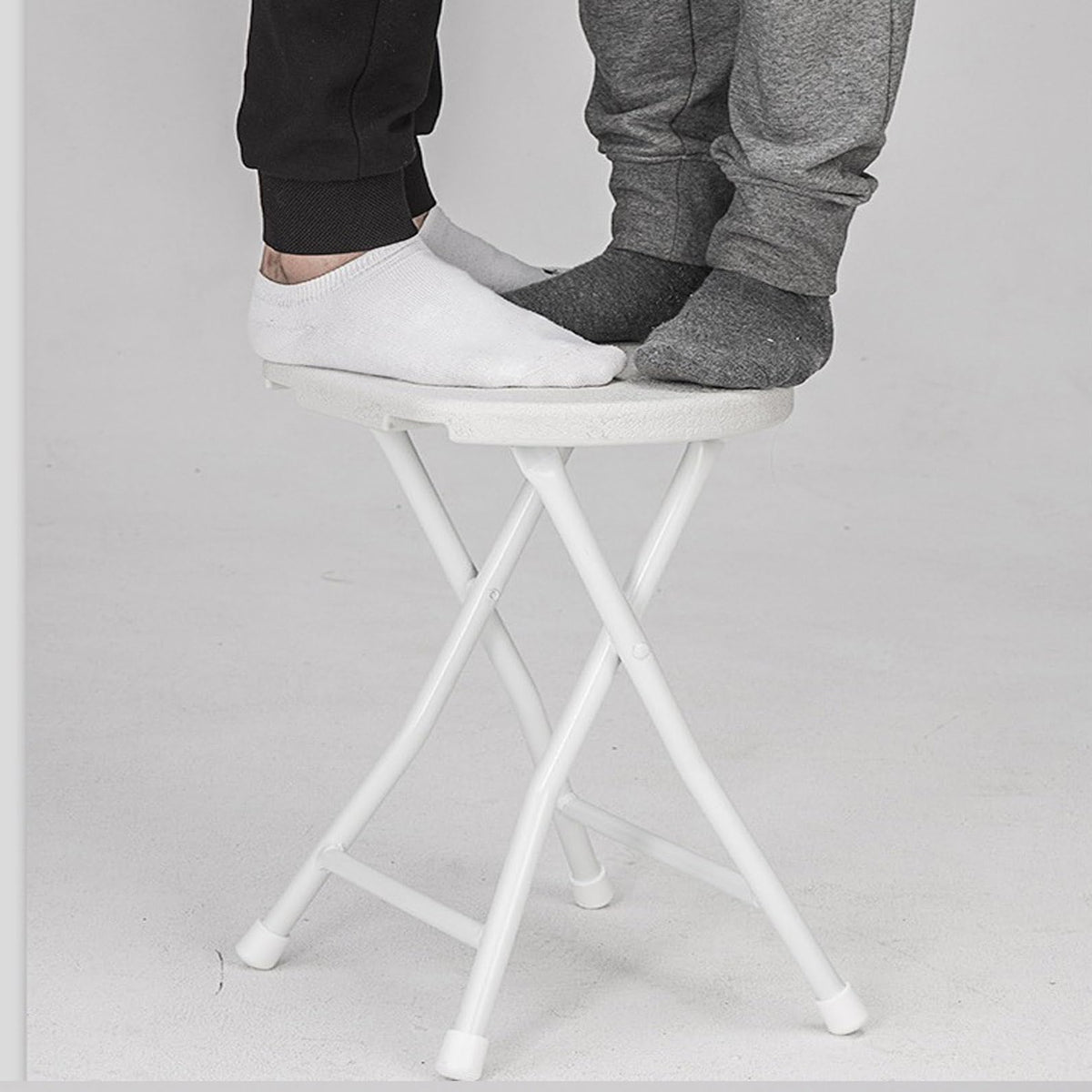 18 inch Portable Folding Plastic Stool with Steel Frame W718358