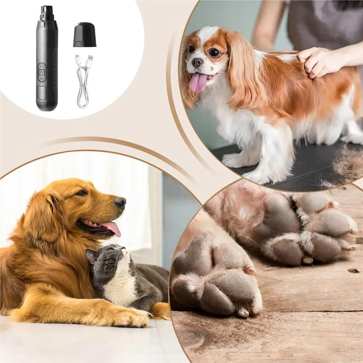 Silent Electric USB Rechargeable Pet Nail Grinder X6368