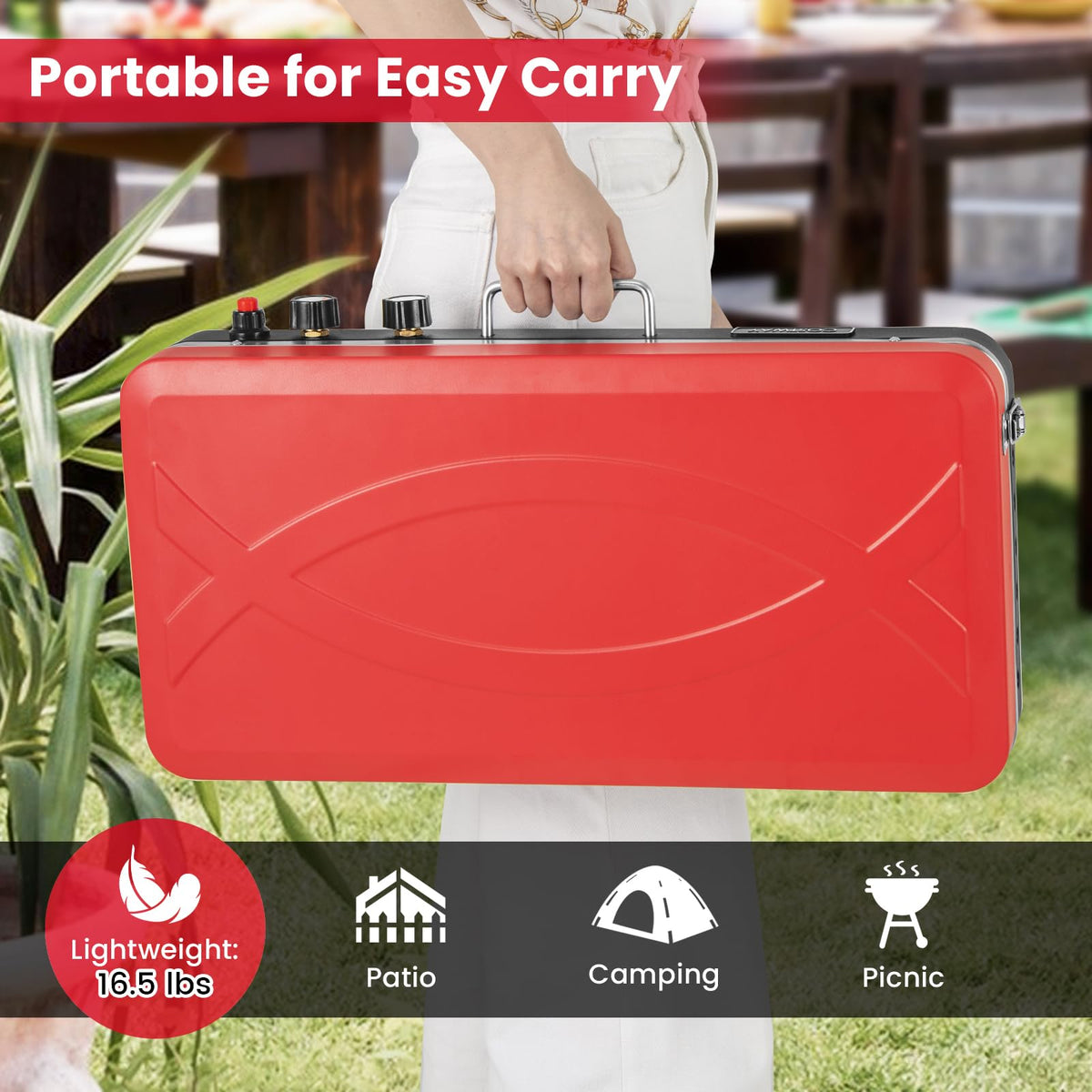 2-Burner Camping Stove with Removable Leg Stand F1747