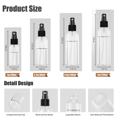 2.7oz/80ml 100PCS Plastic Spray Bottles D122