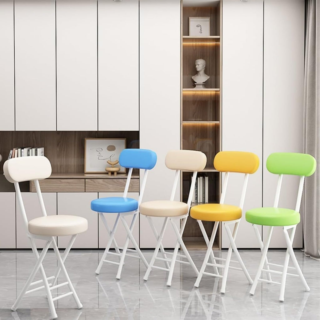 Black Cushioned Folding Stool with Backrest X6313
